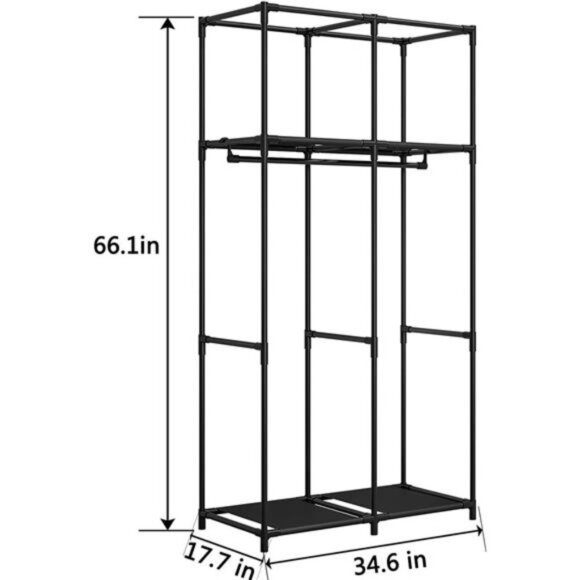 34 Inch Portable Wardrobe Organizer with Dustproof Non-Woven Fabric (Blue) - Picture 2 of 6